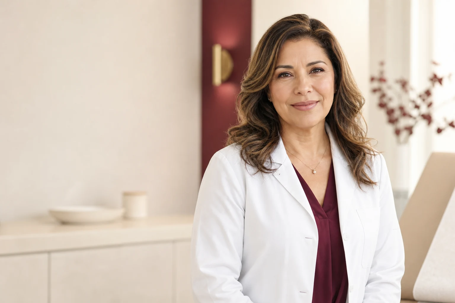 Médica adulta en un consultorio moderno